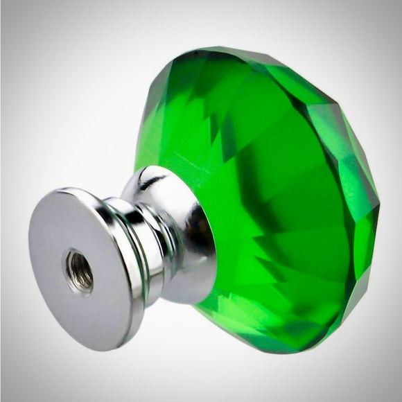 Knobs - Green Crystal Glass Cabinet Closet Door Vanity Drawer Knobs Handles - Picture 6 of 7